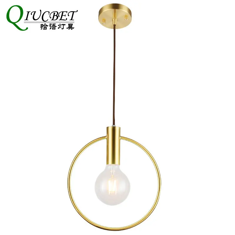 

America Ins Style Gold Single Ring Pendant Light For Living Room Lighting 20cm 26cm 28cm Arts Decorative 220V Hanging Lamp