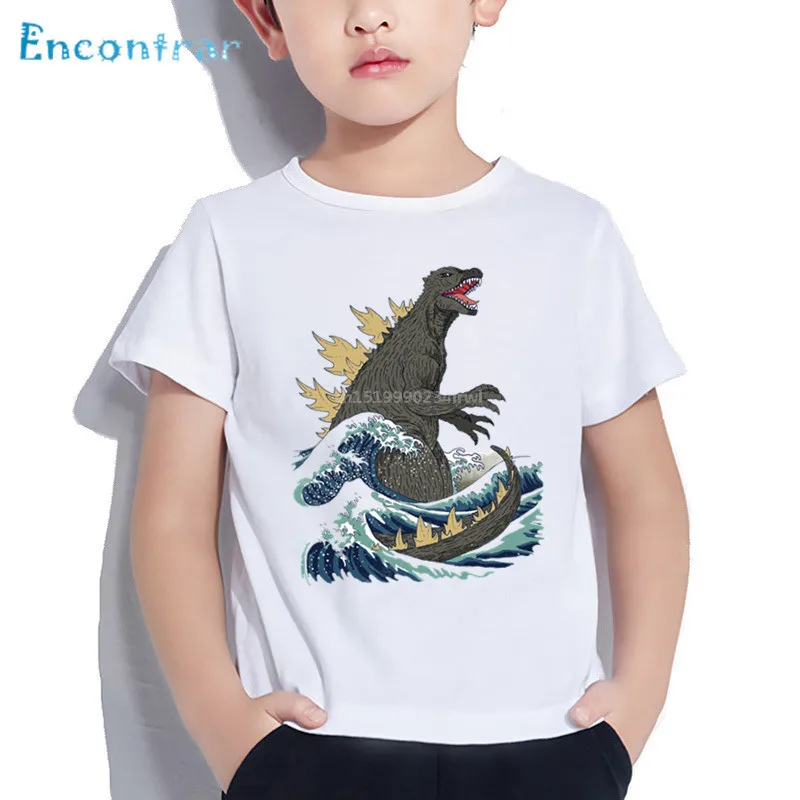 

Cartoon Japanese Godzilla Print Kids T shirt Children Funny Clothes Boys/Girls Summer Short Sleeve Baby T-shirt,HKP5306