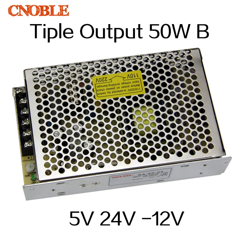 

50W Triple output 5V 24V -12V Switching power supply smps AC to DC