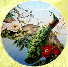 Free shipping Dia 84cm chinese handmade peafowl standing in the peony flowers oiled paper umbrella waterproof parasol umbrella free shipping butterfly and peony oiled paper umbrella dia 84cm anti rain sunshade waterproof dance collection gift umbrella