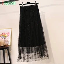 JAYCOSIN женская черная юбка модные Повседневное женские удобные Высокая Талия плиссированная юбка с узором в горошек; красивая одежда из фатина Skirt40