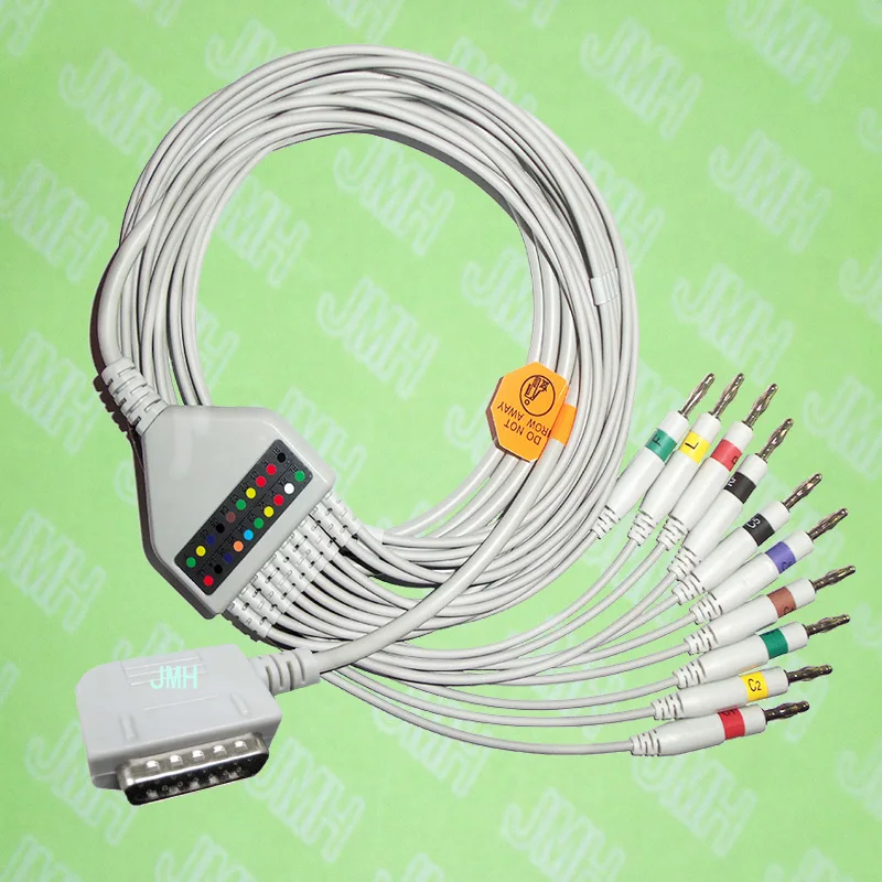 

Compatible with Kanz PC109, 108,110,1203, 1205 EKG 10 lead,One-piece cable and leadwires,15PIN,4.0 banana,IEC or AHA.