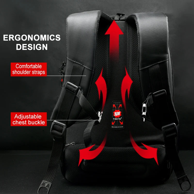 Tigernu impermeable de 15,6 pulgadas del ordenador portátil mochila NO clave de la TSA Anti robo hombres mochilas de adolescentes mochila bolso hombre mochila