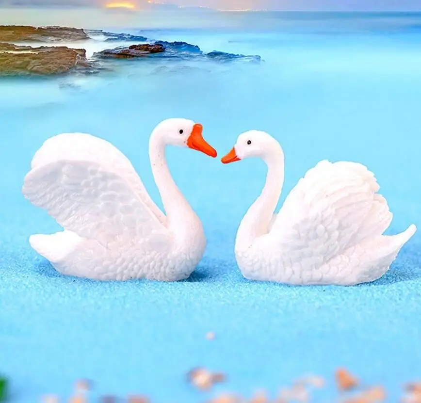

20pcs Resin Swan Miniatures Landscape Accessories For Home Garden Cake Decoration Ornament doll Craft Diy