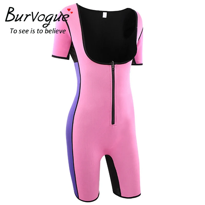 Neoprene Sauna Suit Sexy Bodysuit Leg Fajas Waist Trainer Shapewear Zipper Plus Size