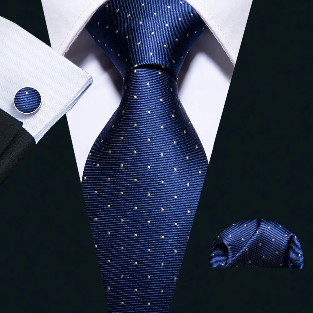 Модные синие в горошек 100% шелковый галстук подарочный набор для Для мужчин галстук Барри. Ван дропшиппинг Новый шеи галстук для Для мужчин