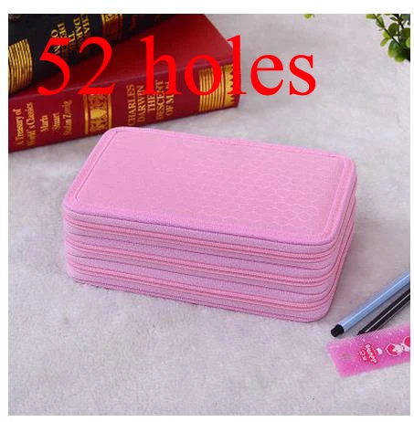 72 держателя/52 держателя портативный холщовый чехол для школьной ручки, тканевая сумка для карандашей etui, чехол для карандашей cuir, стилус для карандашей, ручка 4856 - Цвет: Pink 52 Holder 3 L