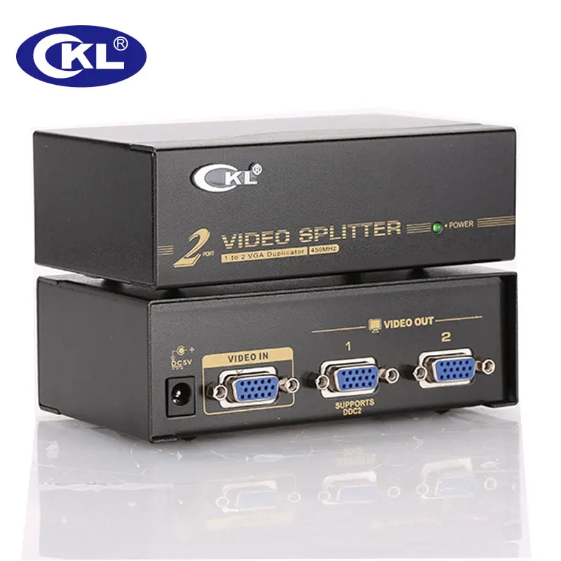 

CKL-102A 2Port VGA SPLITTER Metal case, 1 in 2 out VGA Distributor 450MHz