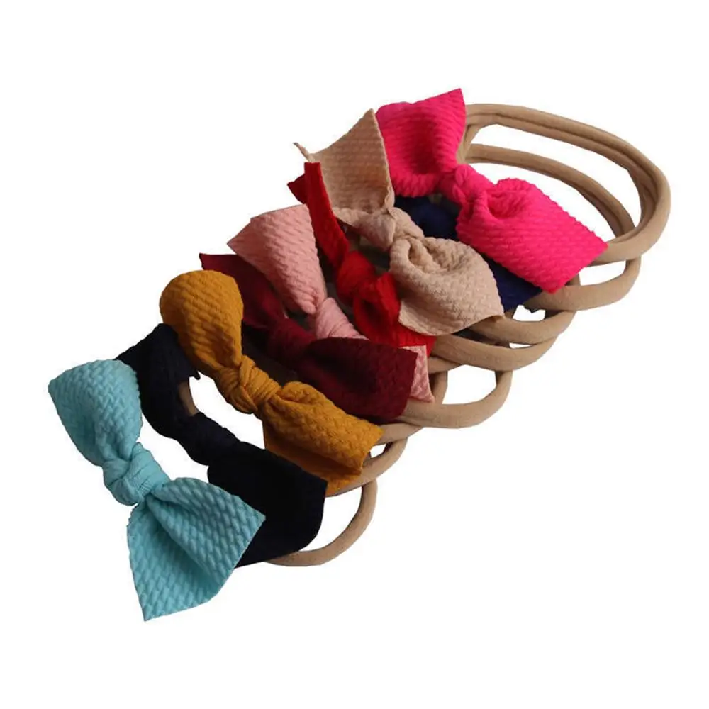 

3 Pcs /SetSolid Knit Bow Baby Headbands For Girls Handmade Elastic Adjustab Baby Hairband Cotton Soft Hair Accessories Newborn