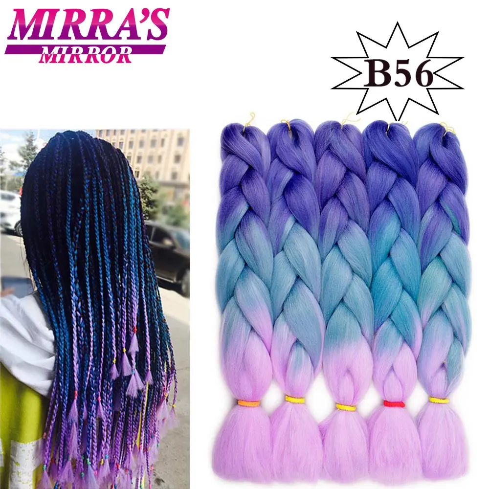Mirra's зеркало Омбре вязанные волосы синтетические плетеные волосы для наращивания длинные огромные косы синий красный зеленый серый волосы три/два тона - Color: T1/27