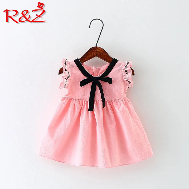 

R&Z children's dress 2019 summer new small flying sleeves children's dress cotton bow tie sweet girls college wind dress