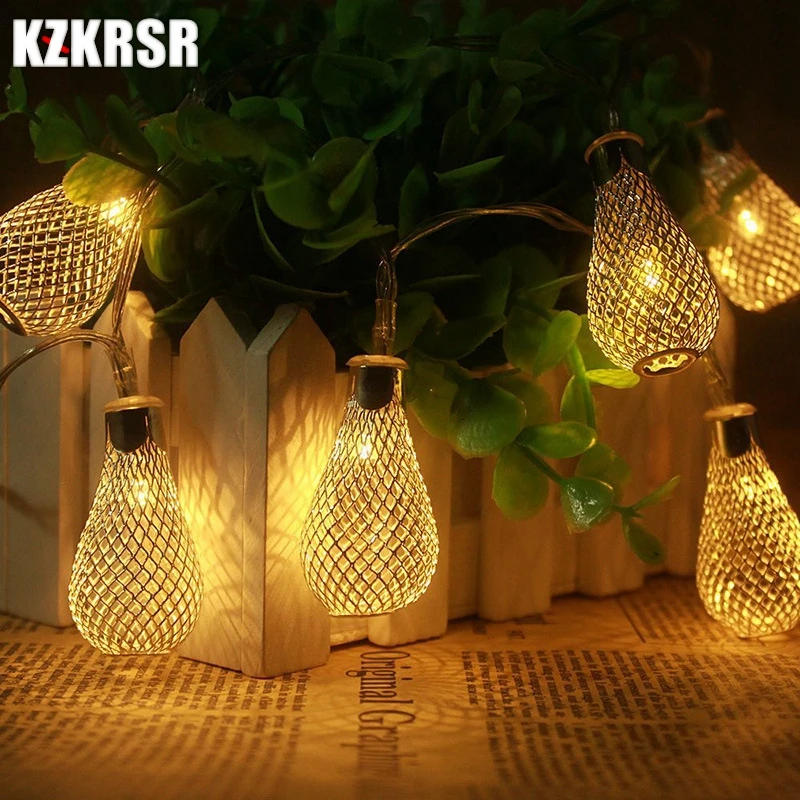 

KZKRSR 3.5M 20LED Rain Drops Design Garland AC110V 220V US/EU Plug Hollow LED String Lights Home Decor Wedding Xmas Pear Lamp