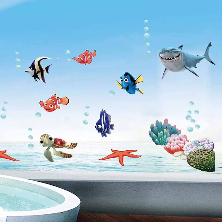 Finding Nemo Removable 3D Wallpaper On Tile Bathroom Decor Decoration