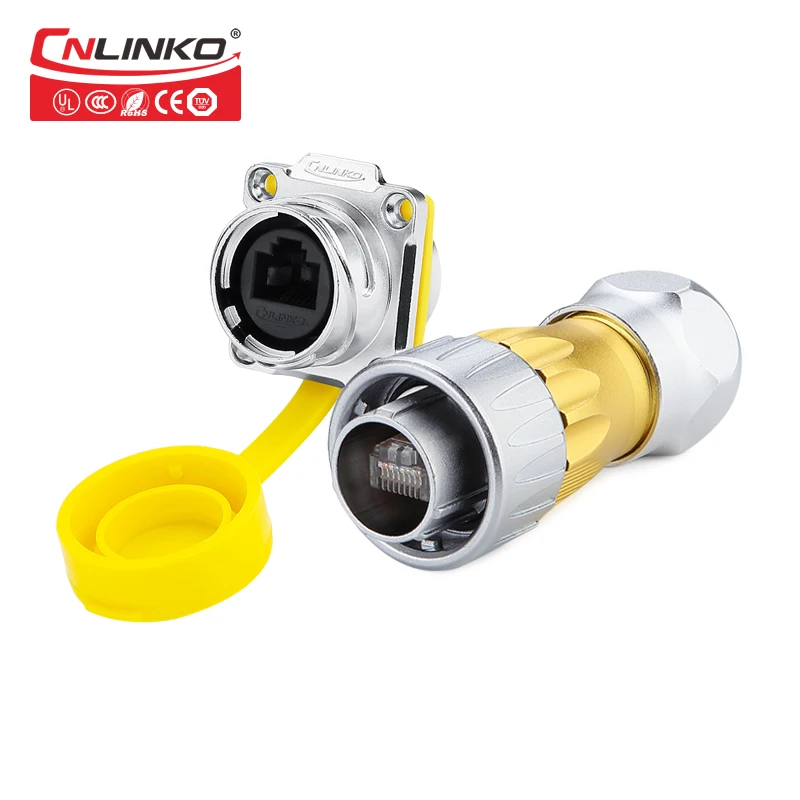 M24 Cnlinko металлический водонепроницаемый IP67 RJ45 разъем ethernet rj45 штекер и гнездо