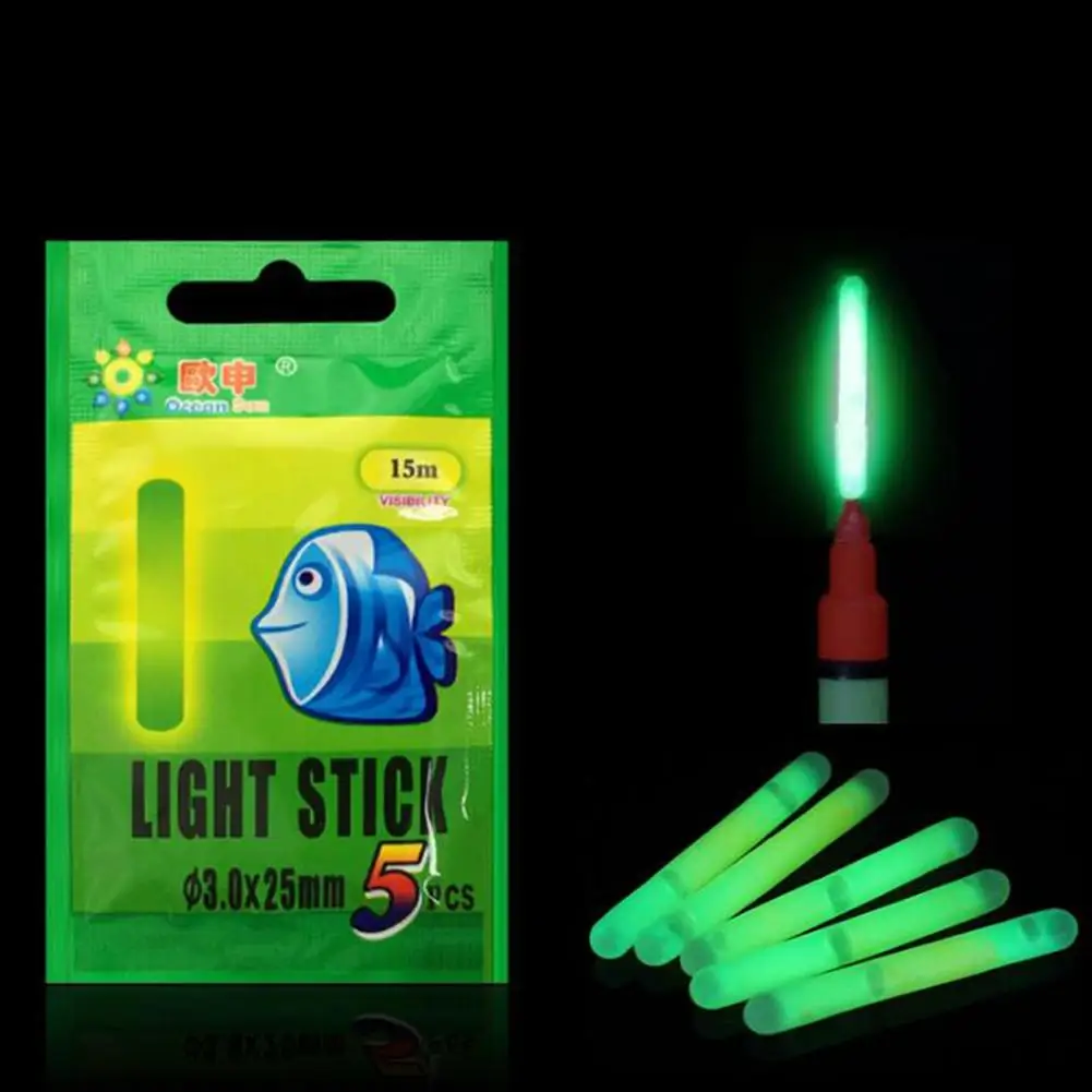 

Dragonpad 5pcs/Bag 3.0*25MM Night Fishing Luminous Float Fluorescent Light Stick Rod Fishing Tools Range 15M