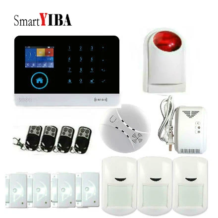 

SmartYIBA Android IOS App Control Fire Alarm Wireless Gas Detector Wireless Home Security WIFI GSM GPRS Alarm system Kits