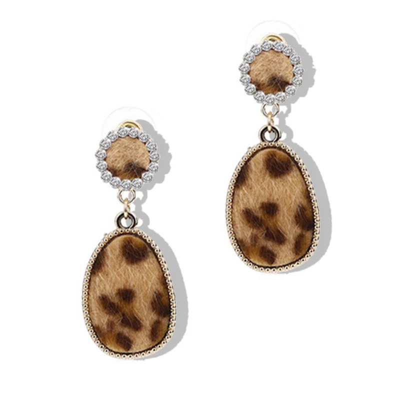

New Fashion Leopard Print Dangle Earrings Maxi Jewelry Geometric Pendientes Mujer Dangle Earrings For Women 2019 Party Brincos