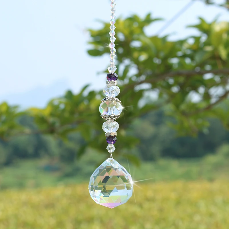 

H&D Crystal Ornament 10.6'' Window Suncatcher Color Faceted Ball Prism Rainbow Maker Sun Catcher Collection For Home Yard Decor