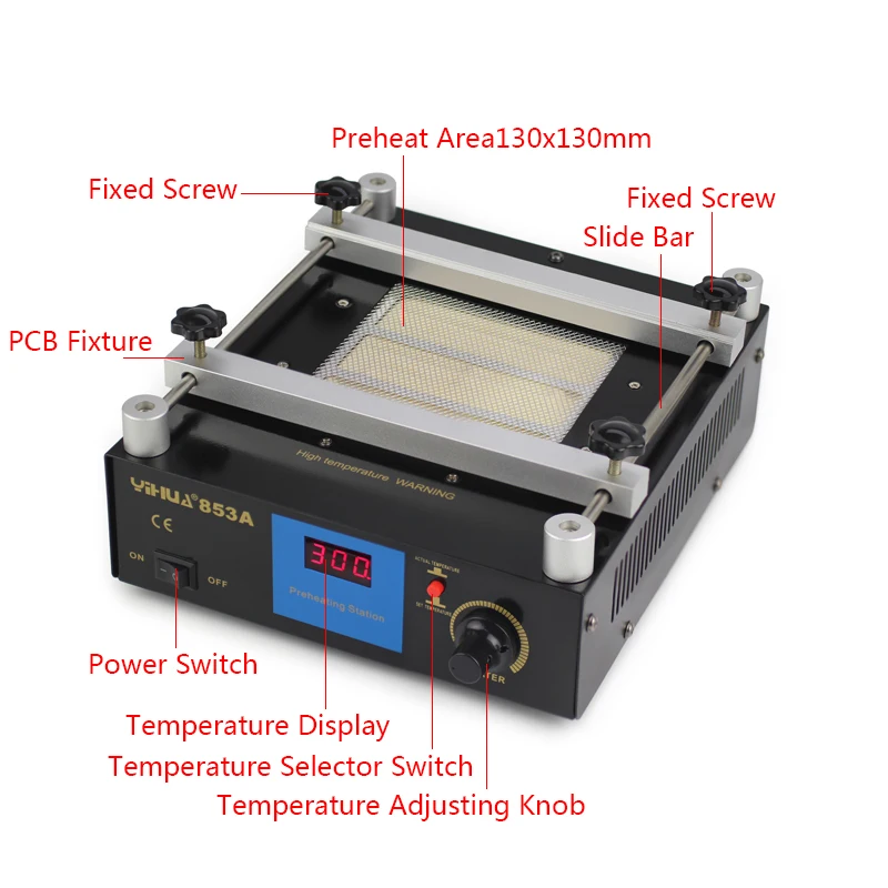 

YIHUA 853A BGA Rework Station High power ESD BGA rework station PCB preheat and desoldering IR preheating station 110V 220V 600W