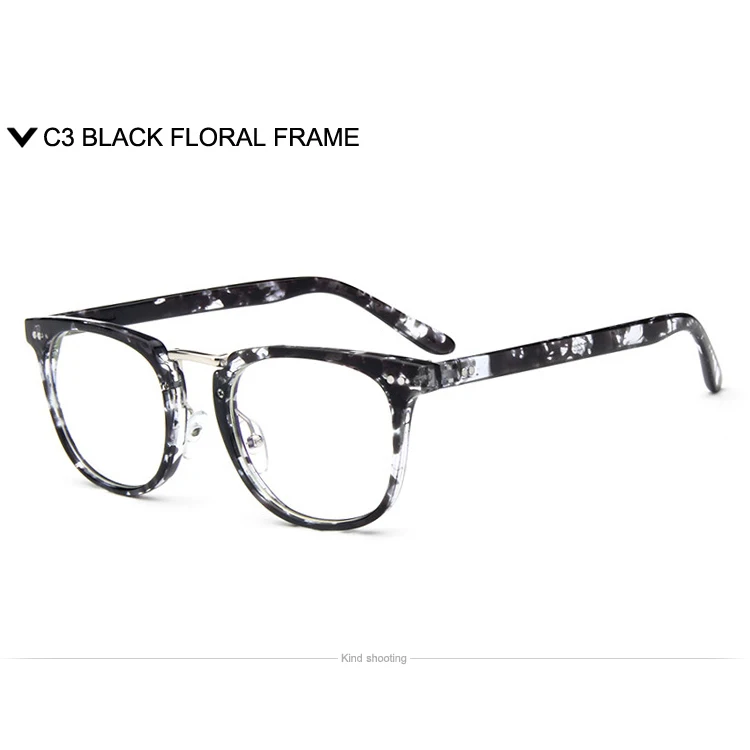 Toketorism винтажные очки оправа с прозрачными линзами металлический мост классические очки для мужчин и женщин 8892 - Цвет оправы: BLACK FLORAL