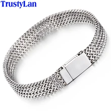 TrustyLan брэндовый браслет для мужчин Ювелирные изделия Подарки для него 10 мм широкий полированный нержавеющая сталь мужские s браслеты магнитная застежка