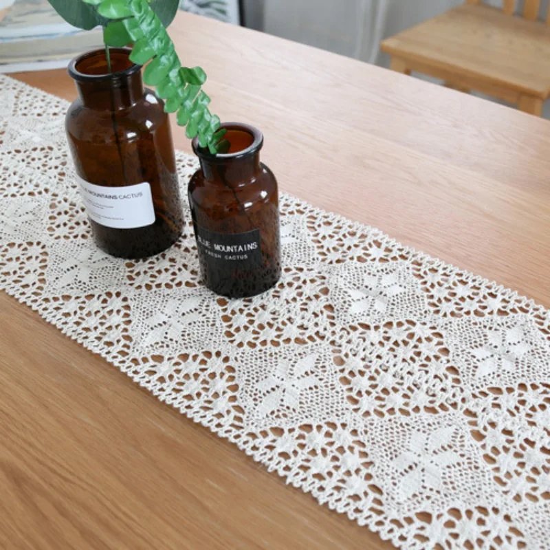 Kitchen Dinner Decor Table Runner Handmade Rectangular Cotton Lace