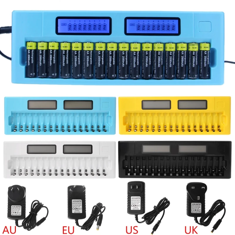 

Hot Sale 16 Slots LCD Intelligent Smart Battery Charger 1.2V AA AAA Ni-MH Ni-Cd Batteries US Plug