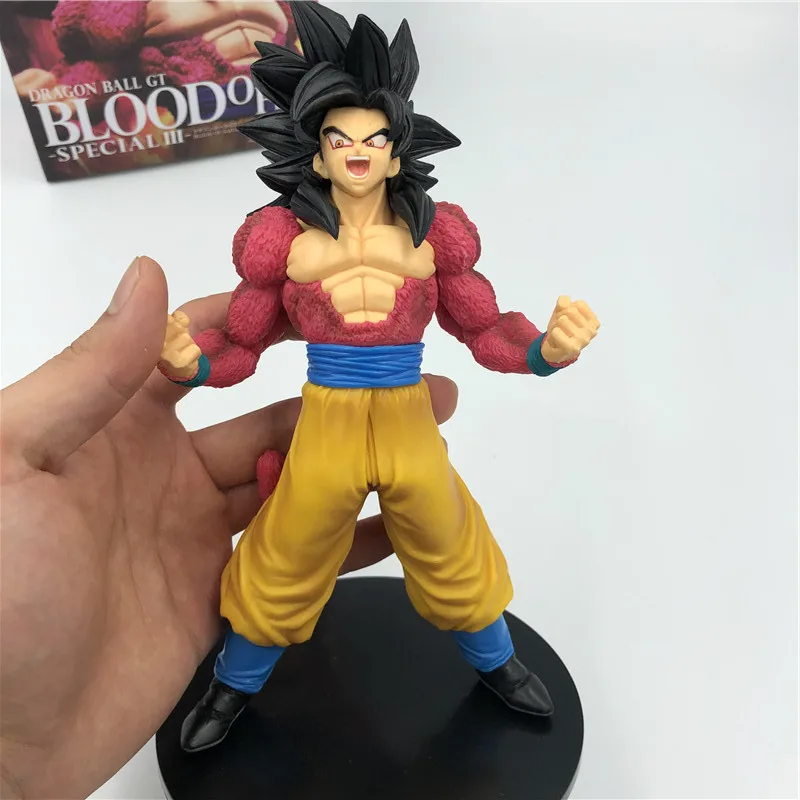 Аниме Dragon Ball Z Сон Гоку Супер Saiyan 4 боевой формы красные волосы фигурка DBZ ChocolatePVC Коллекция Модель 20 см - Цвет: Standing Opp Bag