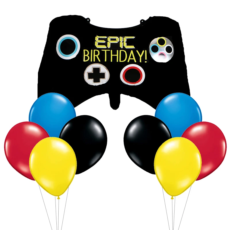 Контроллер видеоигры шар из алюминиевой фольги для детей день рождения украшения интернет празднование черный красный воздушный шар
