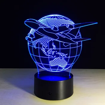 

Novelty 3d Led Night Light Plane Fly Earth 3d Lamp Remote Switch Small Night Light Led Usb Kids 7 Color Change Desk Lamp