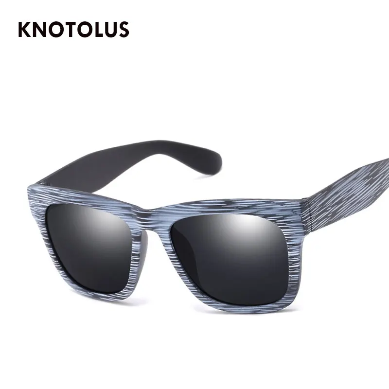 Knotolus Cheap Plastic Frame Men's Sunglasses Blue Mirror UV400 Square