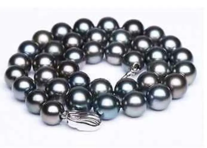 

gorgeous 10-11mm south sea black pearl necklace 18inch silver clasp