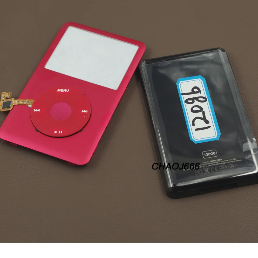 

Red Front Faceplate Black Back Metal Housing Case Cover Shell Red Clickwheel Button for iPod 6th Classic 120GB