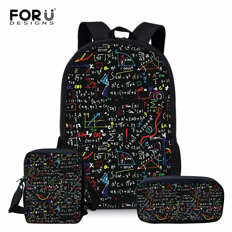 FORUDESIGNS/3 шт./компл. Школьный рюкзак набор математика формула печать школьная сумка