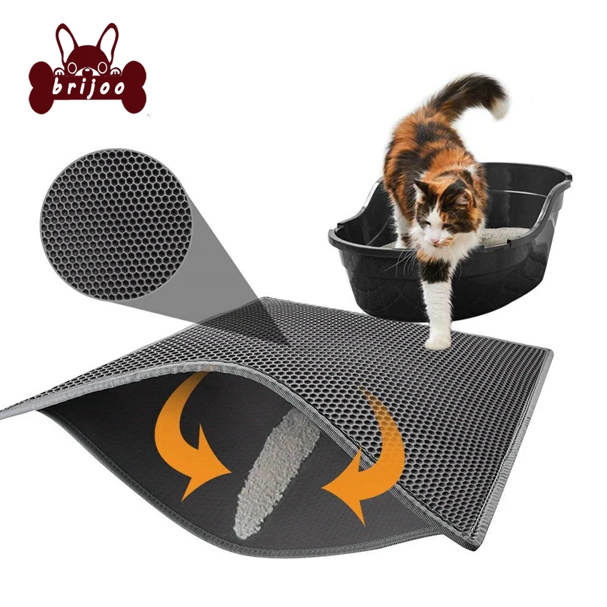 Cat Litter Mats PVC Double-Layer Cat Litter Trapper Mats with Waterproof Bottom Folding Cat Toilet Mats Breathable Kitten Mat