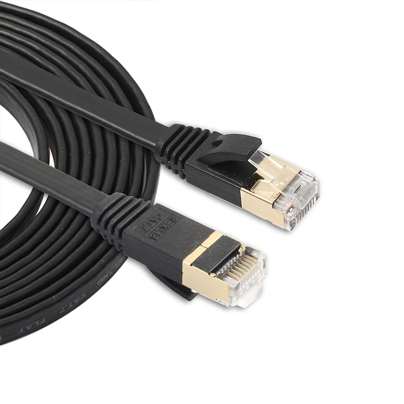 

CAT7 10 Gigabit Ethernet Ultra Flat Patch Cable for Modem Router LAN Network - Built with Shielded RJ45 Connectors 1m\1.8m\3m