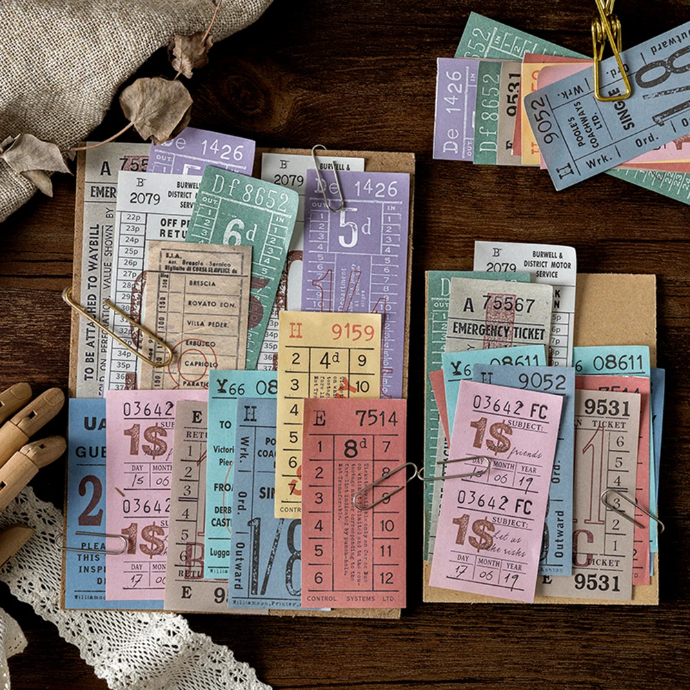 

100 Sheets Memo Notepad Sticky Notes Antique Ticket Series Scrapbooking Stickers Office School Stationery Message Card 12 Styles