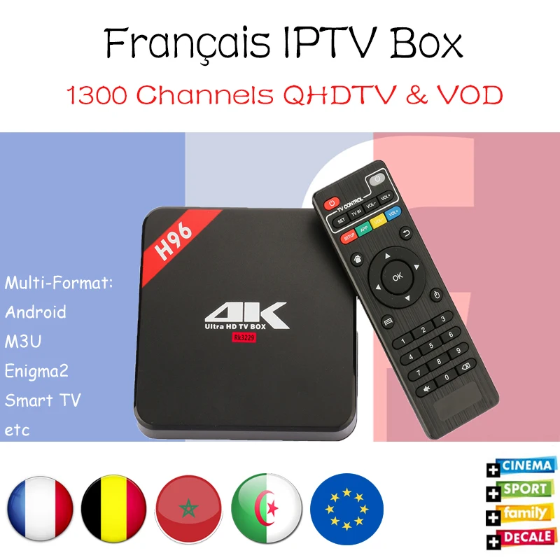 H96 французский IP tv коробка с Neo pro IP tv 1 год 1300 live 2000 vod Европа Франция Бельгия Арабский Android Smart tv Box