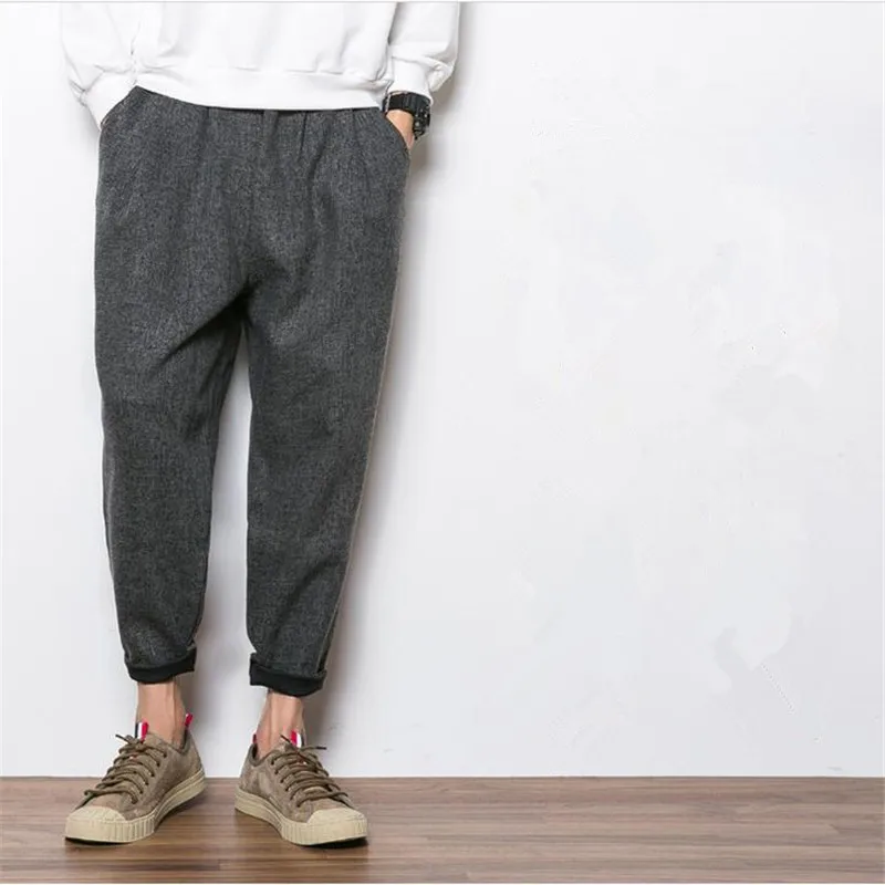 

2019 Spring New Men'S Trousers Loose Jogger Pants Solid Color Joggers Nine Harem Comfortable Full Length Pants A3062