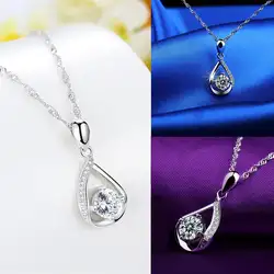 Элегантный кулон застежка волны Drop Rhinestone ключичной Стиль Мода Омар Коготь воды ожерелье на каждый день Для женщин цепь