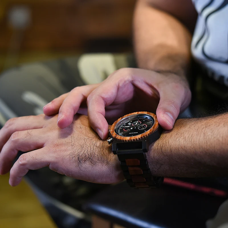 BOBO BIRD Big Size Men Watch Handmade Wooden Luxury Watches Chronograph Christmas Family Gift reloj hombre 2018