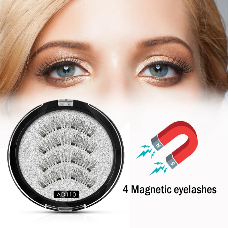 

Shozy Handmade magnetic eyelashes with 4 magnets 3D magnetic lashes natural long false eyelashes magnet lash with gift box-AD110