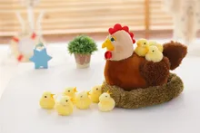 large 35cm hen & 6 pieces small chicken plush toy lovely chicken soft doll,baby toy ,birthday present Xmas gift c683