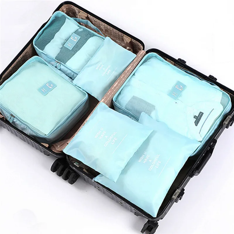 NoEnName 6 шт./партия дорожные сумки для хранения одежды Упаковка Куб чемодан Органайзер Сумка