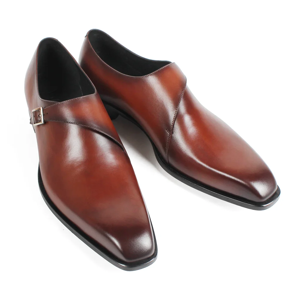 Mano A Hombre 2019 Lujo Cuero Hecho Vikeduo De Patina Brown Doble Marca Moda Zapato Boda Zapatos black Vestido Mens Monje Genuino Para Formal Marrón PqEtxwfx