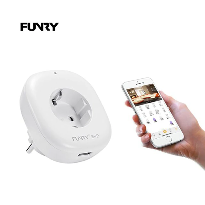 

FUNRY 2-in-1 Mini EU Plug Socket with 5V/2A USB Fast Charging Port, Smart Home Automation App Timing Remote Control Plug