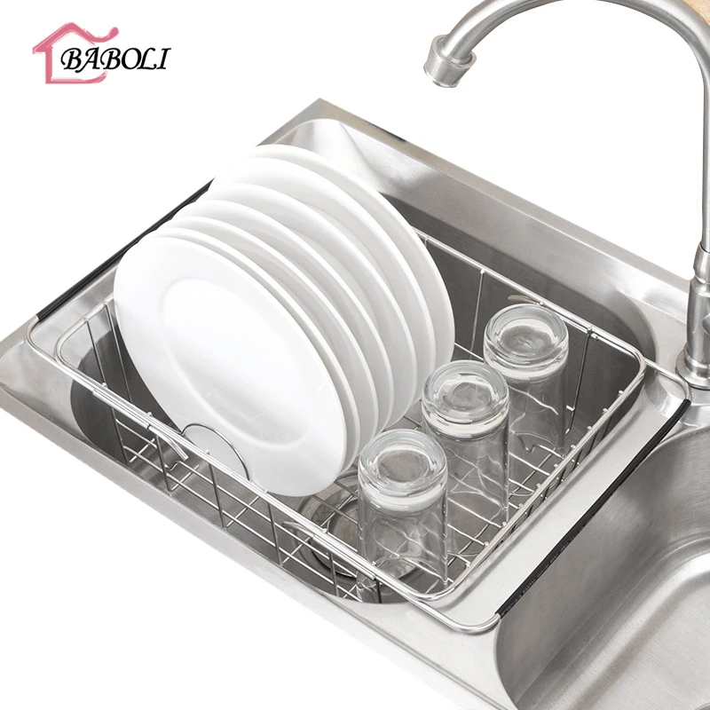 Us 17 02 34 Off Adjustable Over Sink Dish Drying Rack Stainless Steel Kitchen Storage Basket Drain Holder Fruit Rustproof Home Organizer In Racks