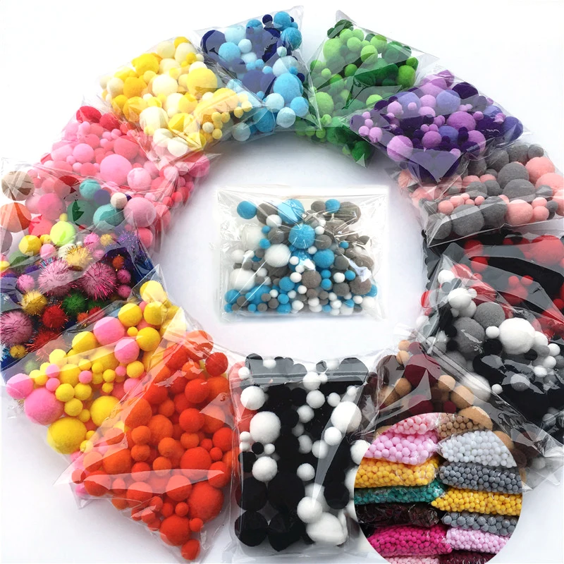 

8-30mm Multi Size Colorful Pompom Mini Fluffy Soft Pom Poms Fluffy Plush Ball Kid Toys Handmade Wedding Decor DIY Craft Supplies
