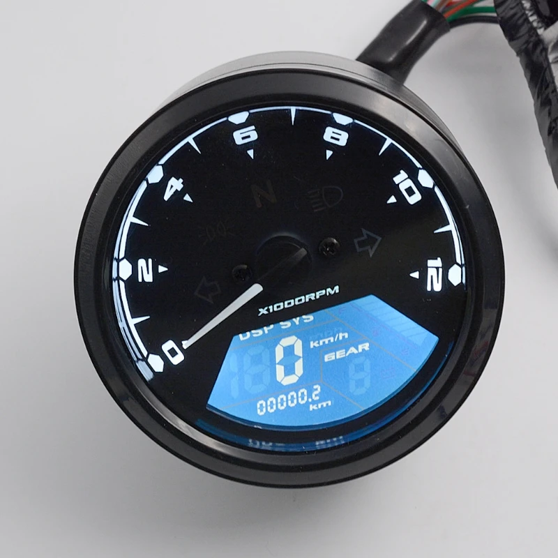 

New 1Set Multi-function LCD Digital Motorcycle Odometer Tachometer Speedometer Gauge 12000RPM