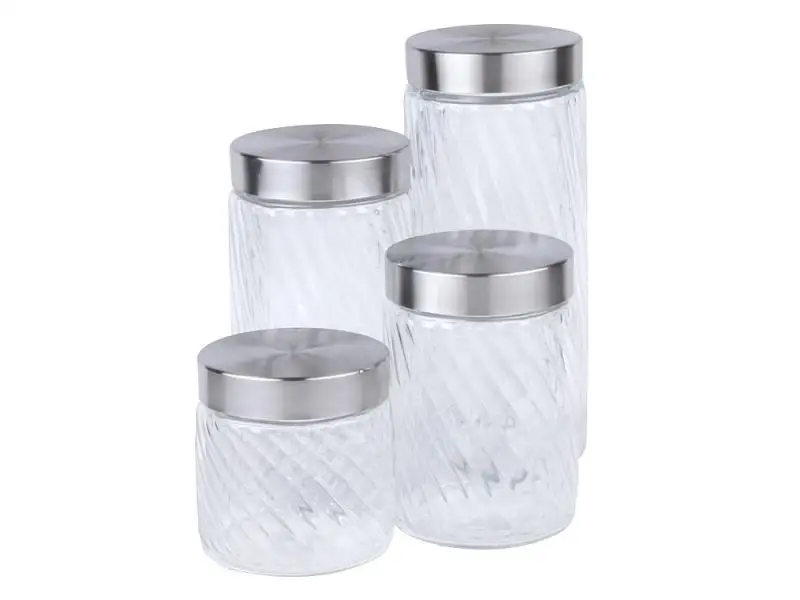 Набор банок для хранения ROSENBERG 4 предмета с узором | Дом и сад